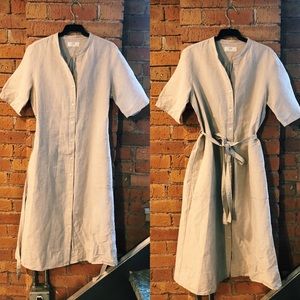 Uniqlo Khaki Linen Button-Down Dress